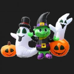 ALEKO 3.9 Ft. Waving Halloween Ghost And Goblin Friends Halloween Inflatable Halloween Inflatables