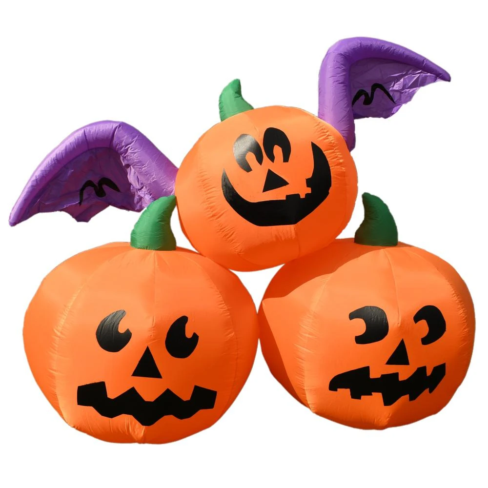 ALEKO 6 Ft. Pre-Lit Winged Jack-O-Lantern Trio Halloween Inflatable