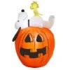 Halloween Inflatables Gemmy 4.5 Ft. Pre-Lit Snoopy And Woodstock On Pumpkin Halloween Inflatable