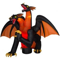 Gemmy 7.5 Ft. Fire And Ice Two-Headed Dragon Halloween Inflatable With Animated Projection