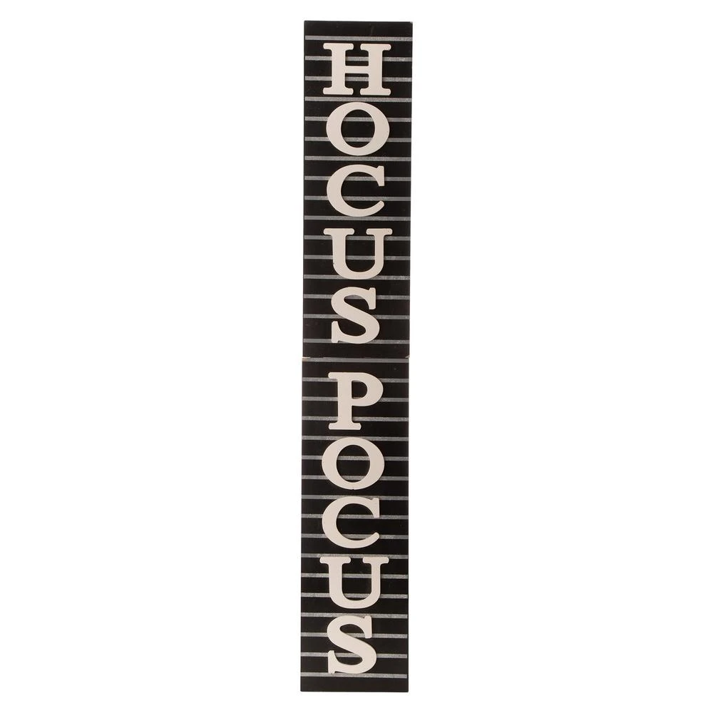 Glitzhome 60 In. H Halloween Wooden Hocus Pocus Standing Porch Sign Or Hanging Decor (KD, 2-Function)