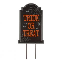 Halloween Yard Decor Glitzhome 29 In. H Halloween Wooden Tombstone Yard Stake Or Standing Decor Or Hanging Decor (KD, 3 Function)