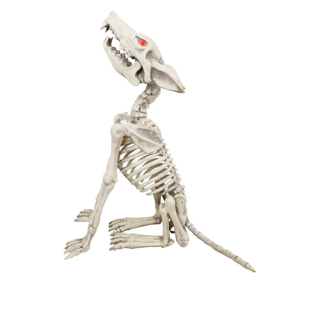 Halloween Props Home Accents Holiday 2.5 Ft Animated LED Howling Skeleton Wolf