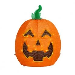 Halloween Yard Decor Home Accents Holiday 28 In LED Tinsel Pumpkin