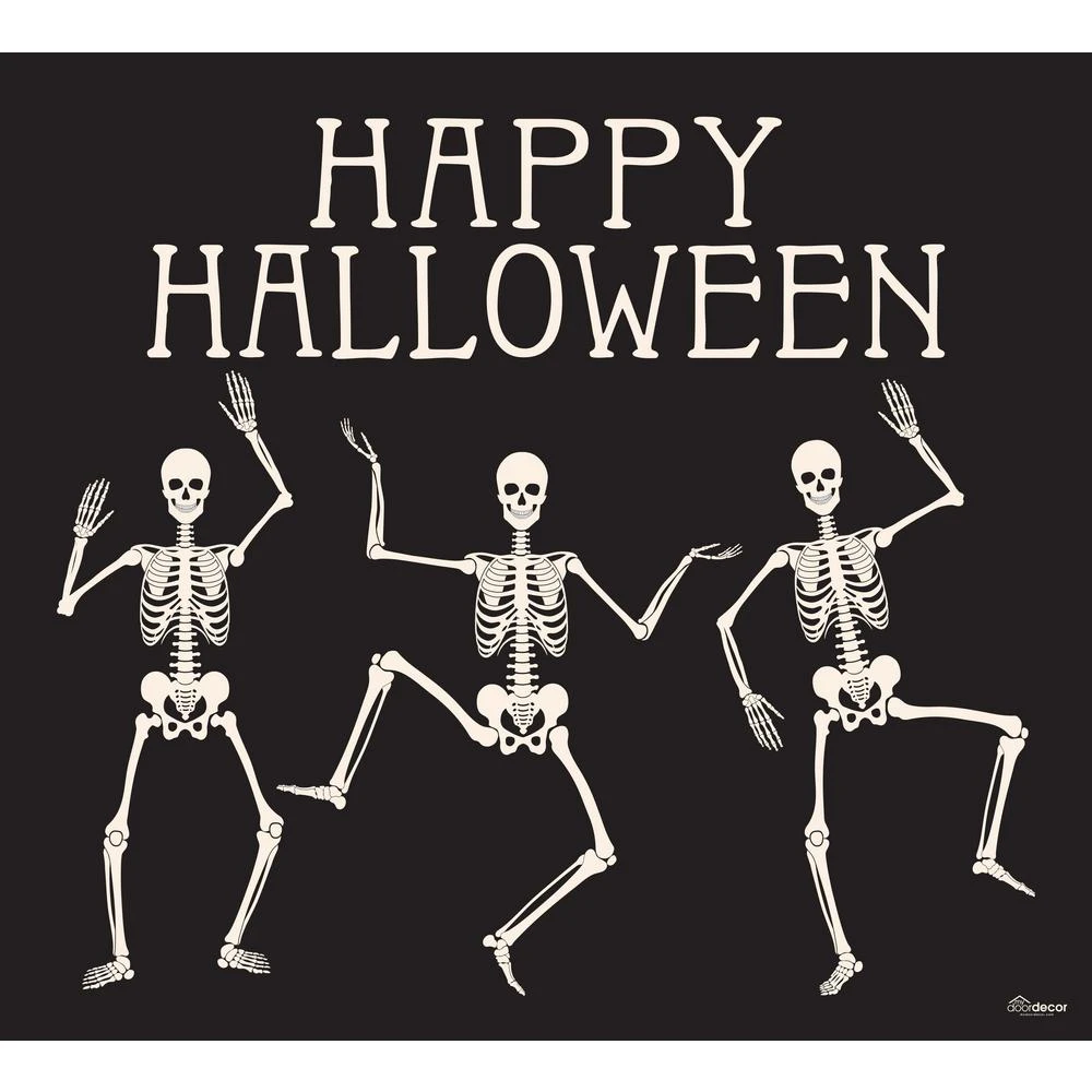 My Door Decor 7 Ft. X 8 Ft. Happy Halloween Skeletons Halloween Garage Door Decor Mural For Single Car Garage