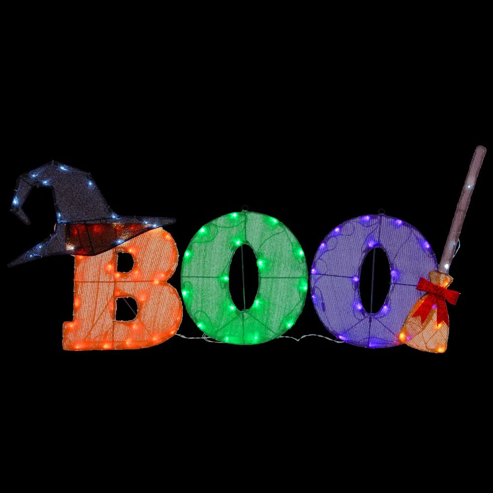 Halloween Yard Decor National Tree Company 23 In. BOO Sign With LED Lights