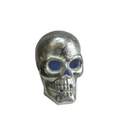 Northlight 14 In. LED Silver Metallic Day Of The Dead Skull Halloween Props