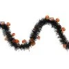 Halloween Wreaths Northlight 50 Ft. Black With Orange Jack O Lanterns Halloween Tinsel Garland - Unlit