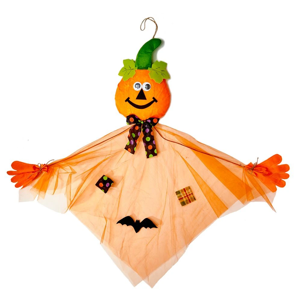 Halloween Props Worth Imports 40 In. Halloween Hanging Organza Pumpkin (Set Of 2)